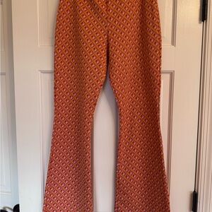 Zara Orange Geometric Flare Pants